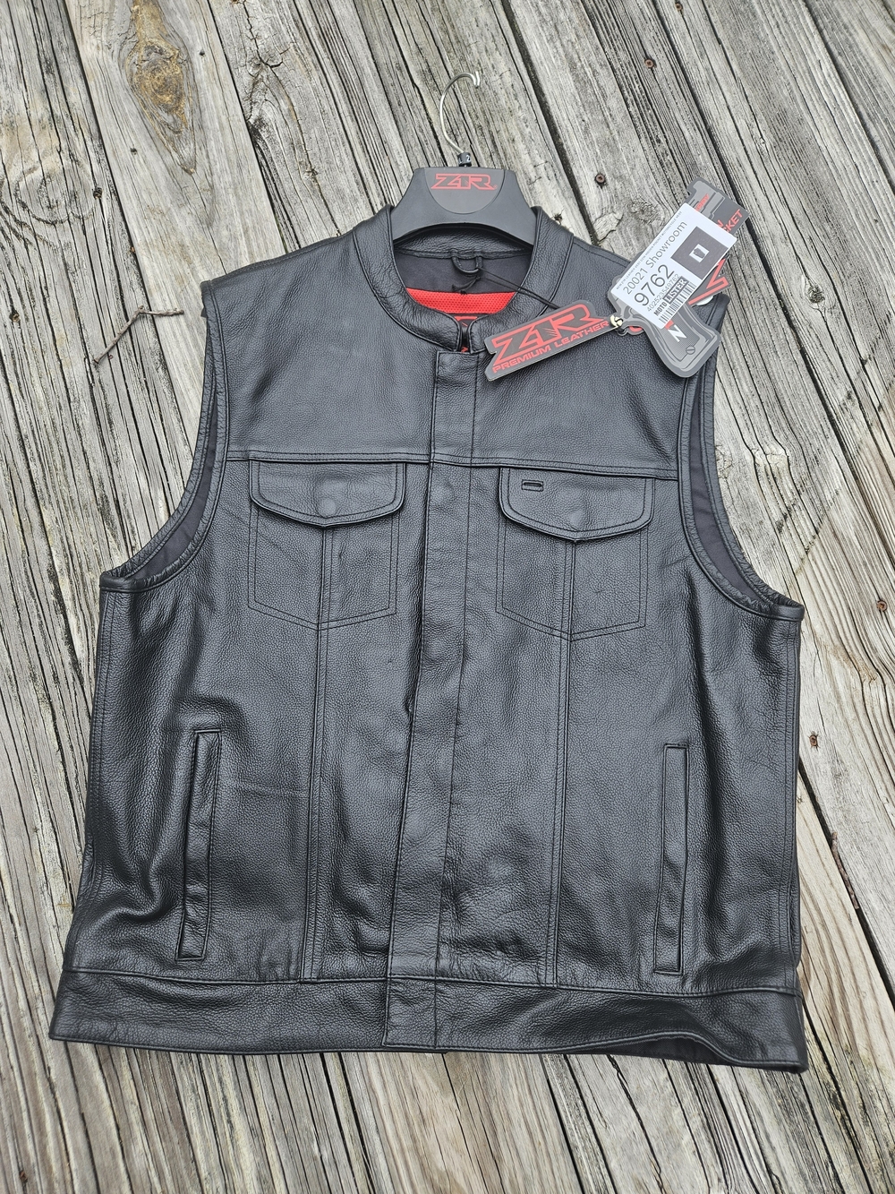 Z1R Mens 2XL Genuine Leather Motorcycle Vest NWT Black